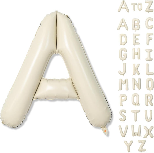 Skiennix 40-Inch Cream Alphabet Balloons - Self-Inflating Beige Foil Letters for Birthday & Baby Shower Decor