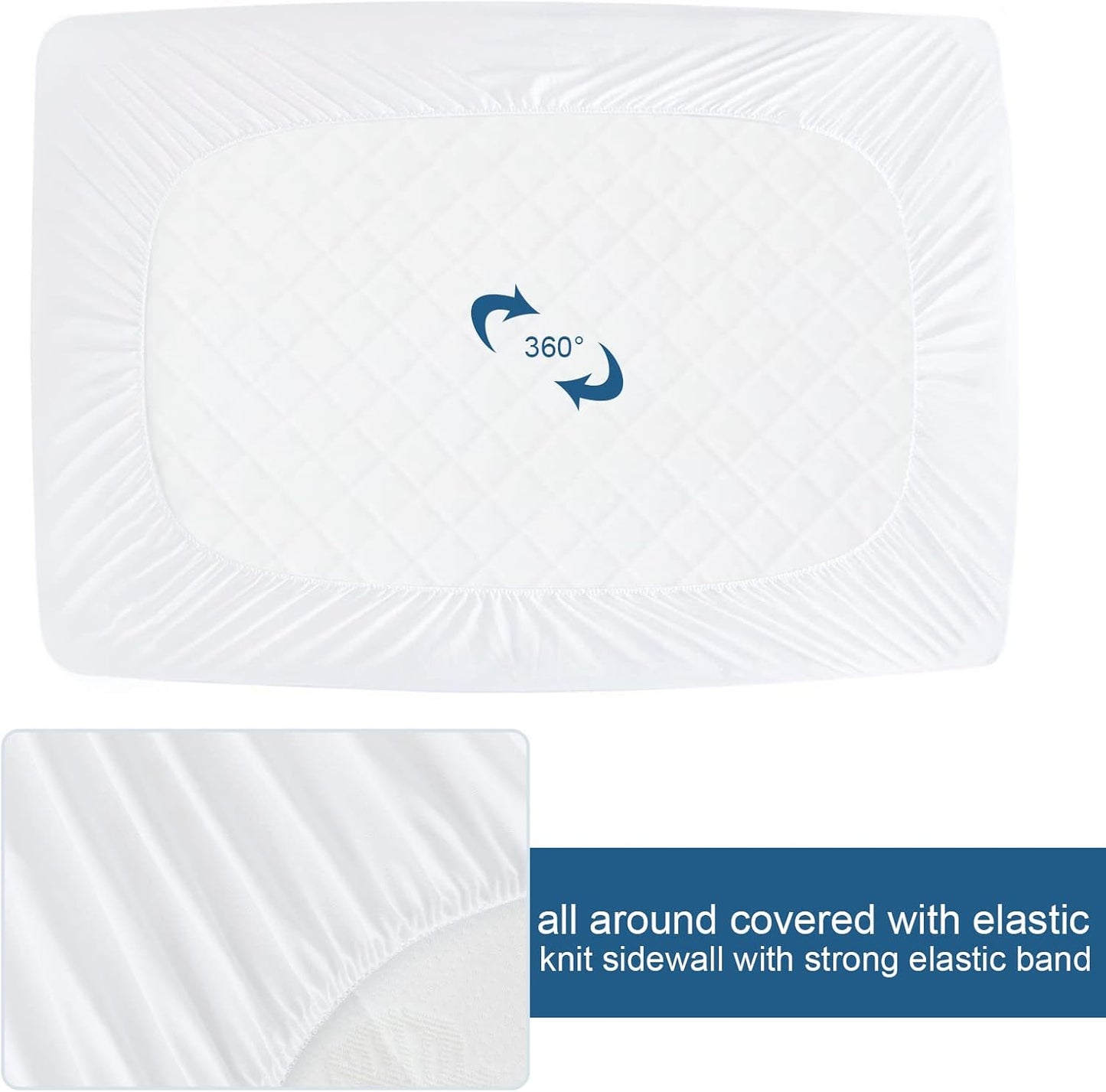 Skiennix Full Size Mattress Protector - Waterproof, Super Soft & Breathable, 14" Deep, Machine Washable
