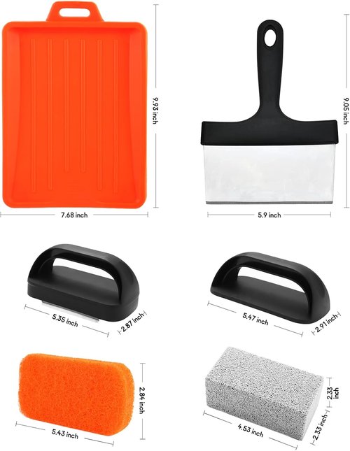 Blackstone Griddle Cleaning Kit - 18-Piece Flat Top Grill Accessories Set with Scraper & Heat-Resistant Mat