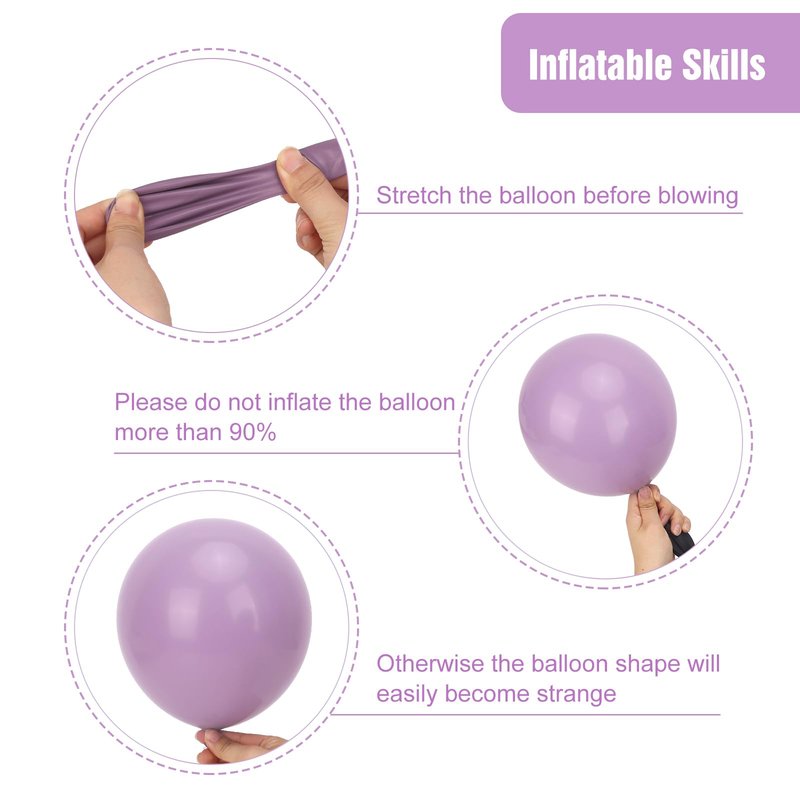 RUBFAC Dusty Purple Balloons 129pcs Different Sizes Pack of 18 12 10 5 Inch, Latex Light Lavender Lilac Purple Balloon Garland Arch Kit for Wedding Baby Shower Gender Reveal Birthday Party