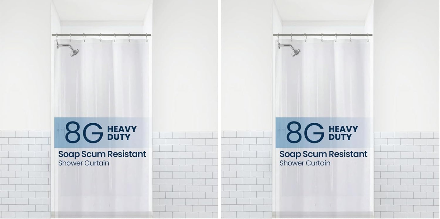 LiBa Waterproof Shower Curtain - Premium Non-Toxic PEVA with Rust-Proof Grommets | Clear 36x72 (Pack of 2)