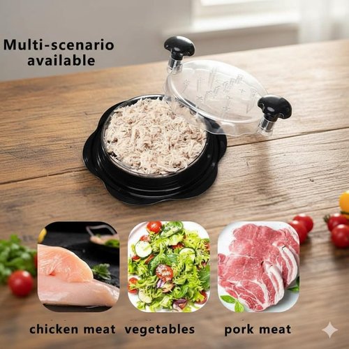 Haarshe Upgraded 5-in-1 Large Chicken Shredder with Cleaning Brush & Tong 10'' Pro Chicken Shredder Tool Twist Large Stable Anti-Slip Ergonomic Handle, Removable Tray, Dishwasher Safe, BPA Free