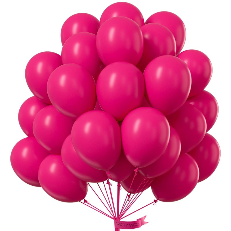 PartyWoo Hot Pink Balloons 100pcs 12 Inch Magenta Fuchsia Balloons for Baby Shower Gender Reveal Engagement Bachelorette Wedding Bridal Shower Anniversary Birthday Party Decorations Pink-Y12