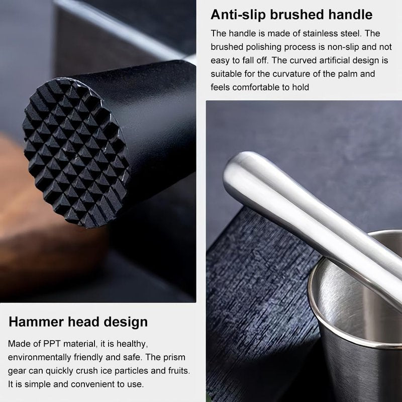 Rukinovi 2 Pcs Muddler for Cocktails,10 Inch Muddler and 8 Inch Bar Spoon,Stainless Cocktail Accessories for Drink - Create Delicious Mojitos and Other Fruit Based Drinks