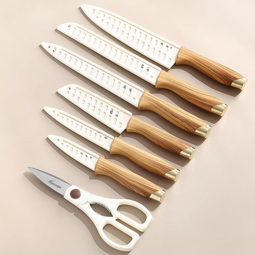 Hancorys Knife set, 13 Pieces Kitchen Knives Set, Nonstick Ceramic Anti-Rust Coating and Blade Guard, Holiday Gifts for Kitchen, Camping Essentials