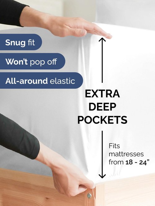Extra Deep King Sheet Set by Comfy Hotel - 4-Piece Breathable Cooling Bed Sheets - Fits 18-24 Inch Mattresses - Ultra Soft, Wrinkle & Fade Resistant - Luxurious White Bedding