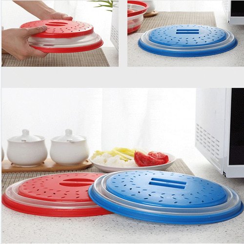 Collapsible Microwave Splatter Cover, Microwave Plate Cover With Steam Vent，BPA-Free Silicone & Plastic (black, 12.3IN)