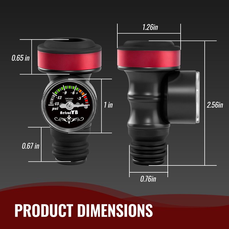 2 Pack Wine Vacuum Saver Sealer with Real-Time Pressure Gauge, Reusable Bottle Stoppers for Red & White Wine Preservation - Airtight Seal, Keep Fresh 5X Longer (Includes Hand Pump)