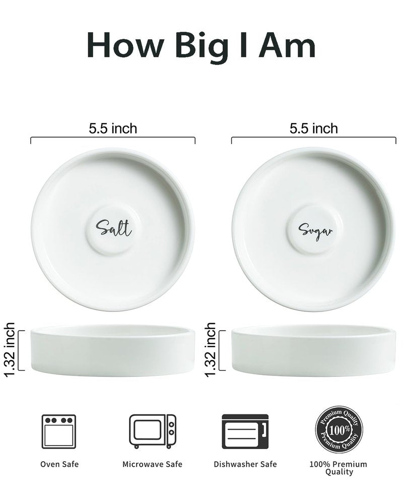 Zoeeker Margarita Salt Rimmer Set, Ceramic Bar Glass Rimmer for Margarita and Cocktail Bartender Tool Salt Box Spice Container Bar Decor for Home Set of 2, White