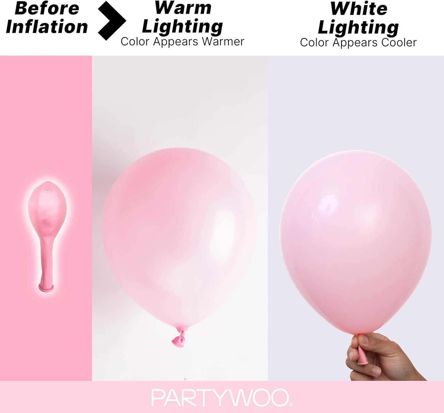 PartyWoo Light Pink Balloons - 120-Piece Pastel Balloon Arch Kit for Baby Showers & Birthdays | 5-18 Inch Sizes