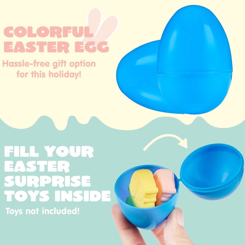 JOYIN 3.15" Easter Eggs, Fillable Plastic Eggs Empty Colorful Bright Eggshells with Hinge for Easter Hunt, Filling Treats, Party Favor, Basket Stuffers, Classroom Prize Supplies, 18PCS