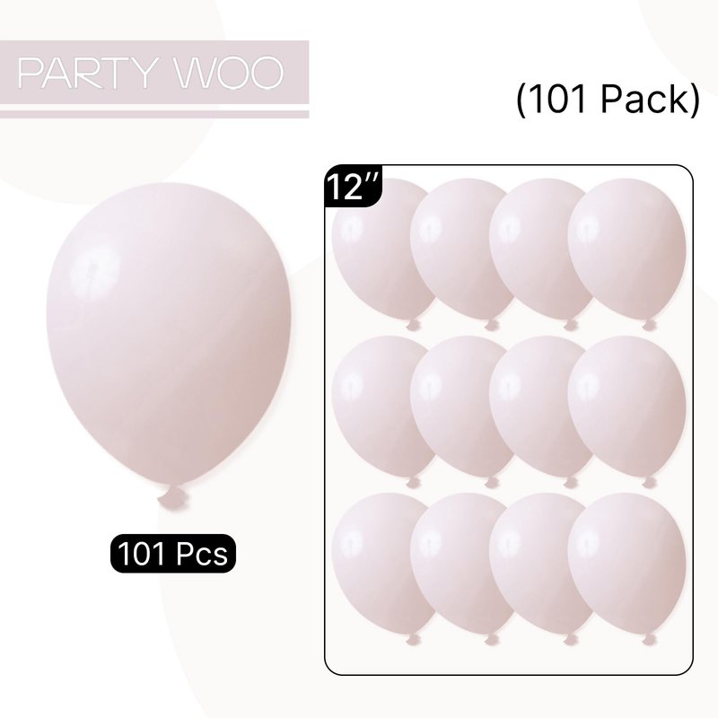 PartyWoo Beige Balloons 101pcs 12 Inch Boho Cream Ivory Neutral White Latex Balloons for Graduation Wedding Anniversary Engagement Bridal Shower Baby Shower Birthday Party Decorations White-F60