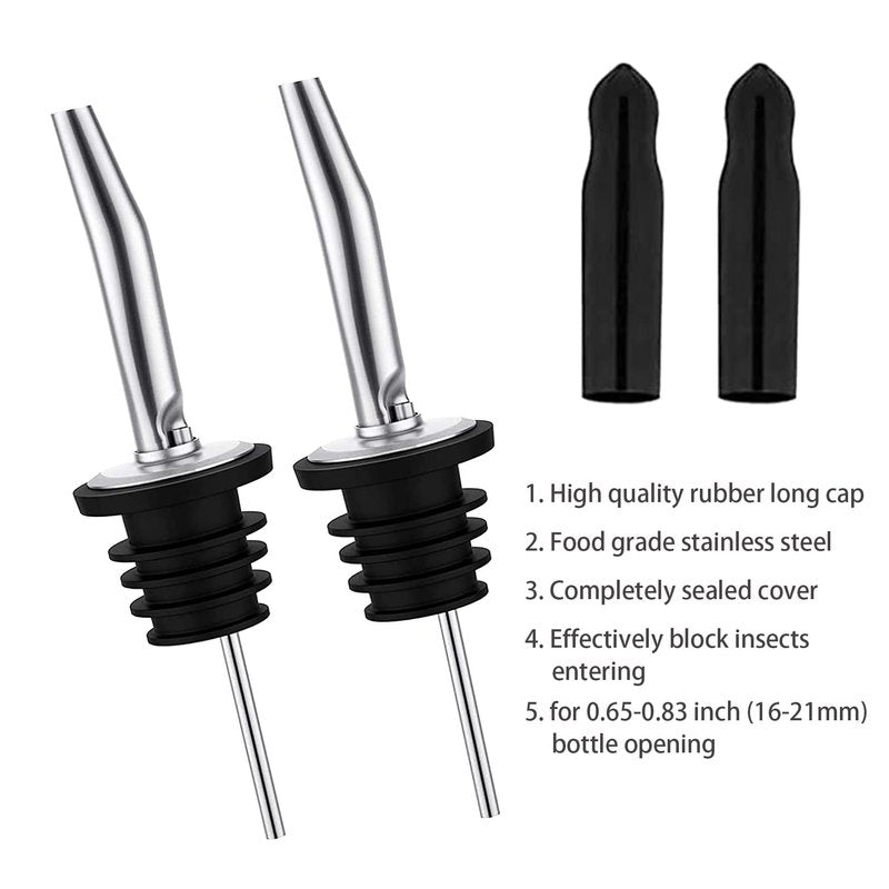Pafusen 24 Pack Liquor Bottle Pourers, Liquor Pour Spout for Liquor Bottles, Stainless Steel Olive oil Dispenser Spout, Alcohol Pourer Spouts Dust Caps Long Covers, Sliver