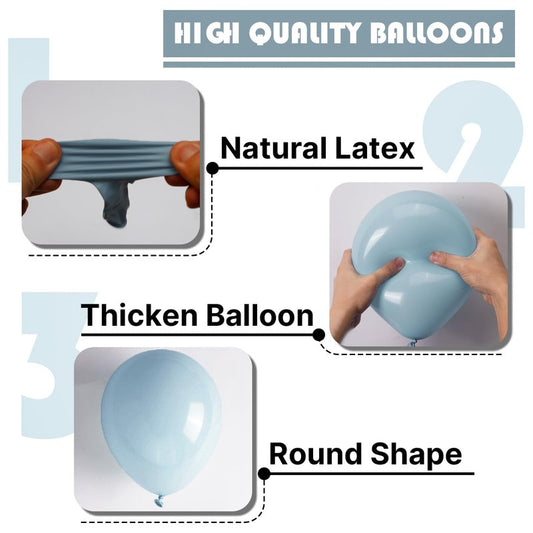 PartyWoo Dusty Blue Balloons 101pcs 12 Inch Light Blue Aqua Boho Latex Helium Balloons for Wedding Graduation Baby Shower Gender Reveal Bachelorette Birthday Under The Sea Party Decorations Blue-F28