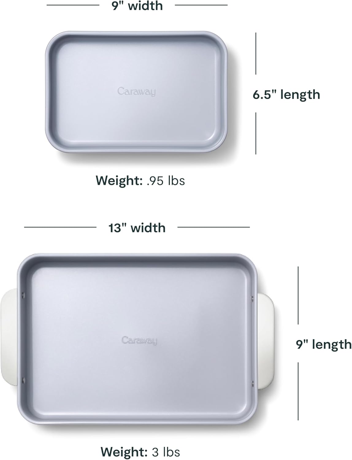 Caraway Nonstick Baking Pan Set - 2x 9" x 6.5" & 1x 9" x 13" - Non-Toxic, PTFE & PFOA Free - Deep Ceramic for Casseroles & Lasagna - Perracotta