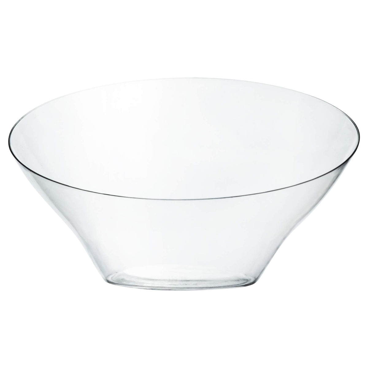 PLASTICPRO Disposable Angled Plastic Bowls Round Medium Serving Bowl, Elegant for Party's, Snack, or Salad Bowl, Clear Pack of 4
