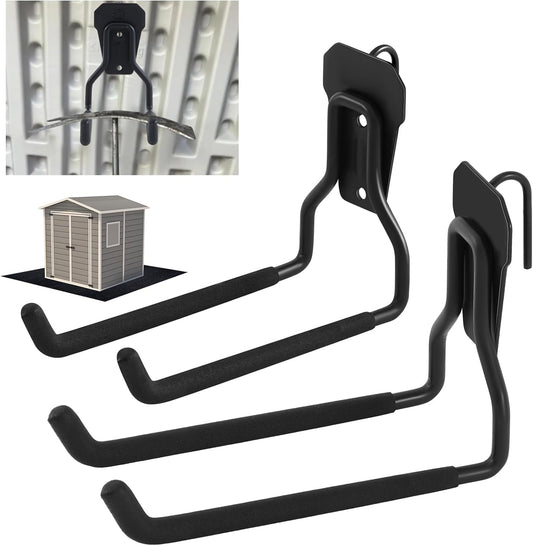 MorningRo Shed Hooks - Multi-Purpose Metal Tool Holders for Large & Small Tools | Black (2 Pack)