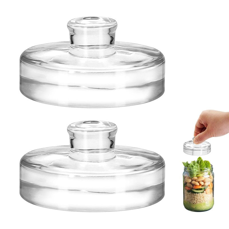 2Pcs Fermentation Glass Weights with Easy Grip Handles, Clear Canning Weights and Pickling Glass Weight for Wide Mouth Mason Jars, Fermenting Kit, Kimchi, Sauerkraut (2)