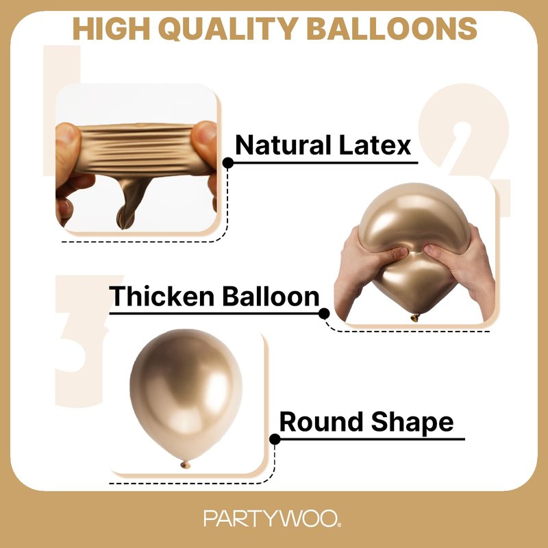 PartyWoo Metallic Gold Balloons 100pcs Different Sizes of 18 12 10 5 Inch Chrome Gold Balloon Arch Kit Garland for Birthday Graduation Baby Shower Wedding Bachelorette Party Decorations Gold-G127