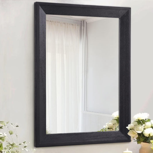 AAZZKANG Black Rectangle Wall Mirror - Decorative Wood Framed Design for Bedroom, Bathroom, or Living Room