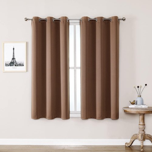 ChrisDowa Small Window Curtains - Grommet Thermal Insulated Room Darkening Panels, 29 x 40 Inch, Cappuccino