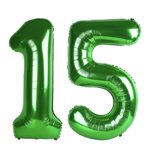 Green Number 15 Balloon 40 inch, 15 Number Balloons, 15th Green Birthday Decorations, 15 Year Old Girls Boys Party Supplies, St. Patrick's Day Games Theme Birthday Decorations