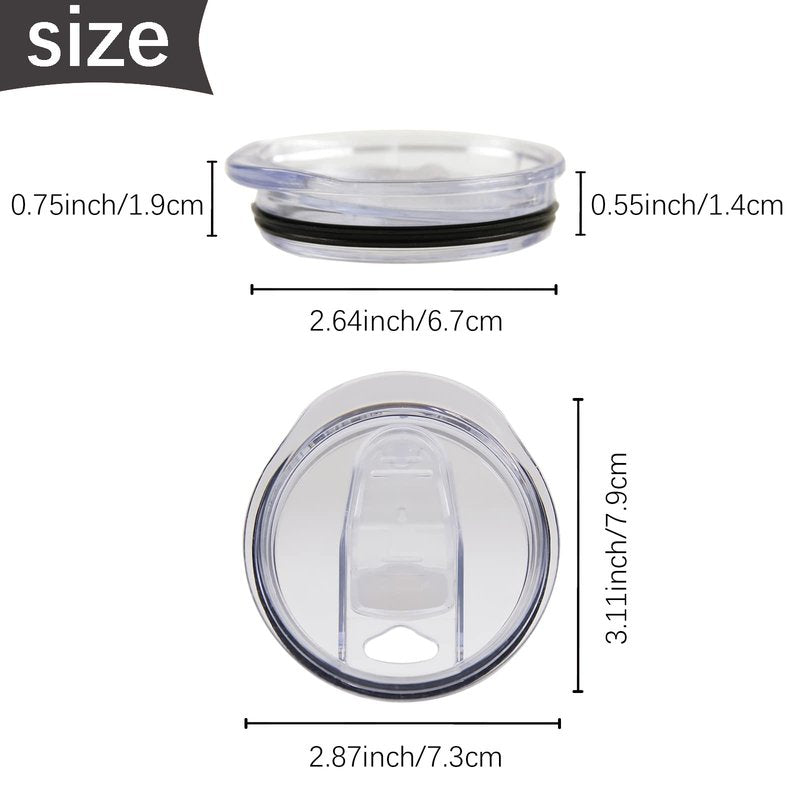 6 Pack 20 oz Skinny Tumbler Replacement Lids Plastic Splash Covers tops for 20 oz coffee cup lids Clear Cup Covers for 2.64 Inch Mouth Tumbler Cooler