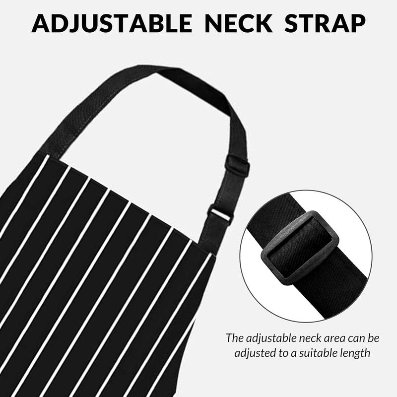 ZAIORD 2Pack Adjustable Kitchen Apron for Women Men with 2 Pockets，Cotton-Polyester Blend Bib Aprons for Cooking,Baking