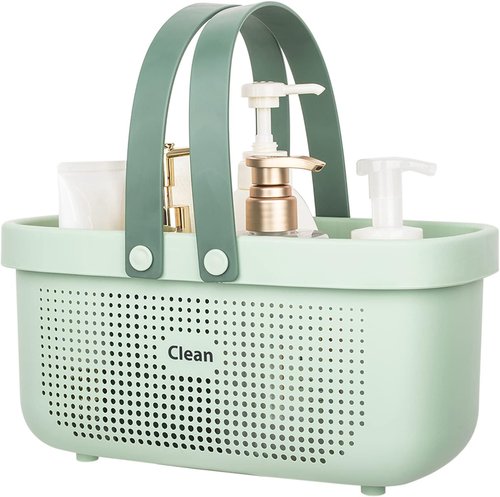 JiatuA Plastic Storage Basket - Portable Shower Caddy Tote Organizer for Bathroom & Kitchen | Green