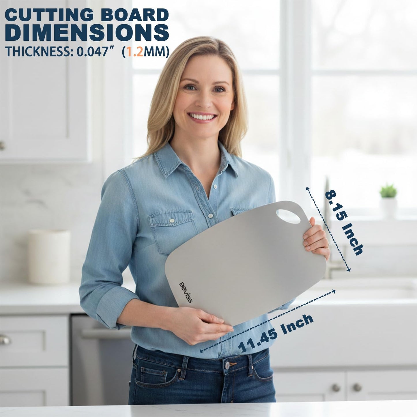 **304 Stainless Steel Cutting Board - Non-Toxic Double-Sided Design | 11.45" x 8.15" Dishwasher Safe for Meat, Vegetables, and Fruit**