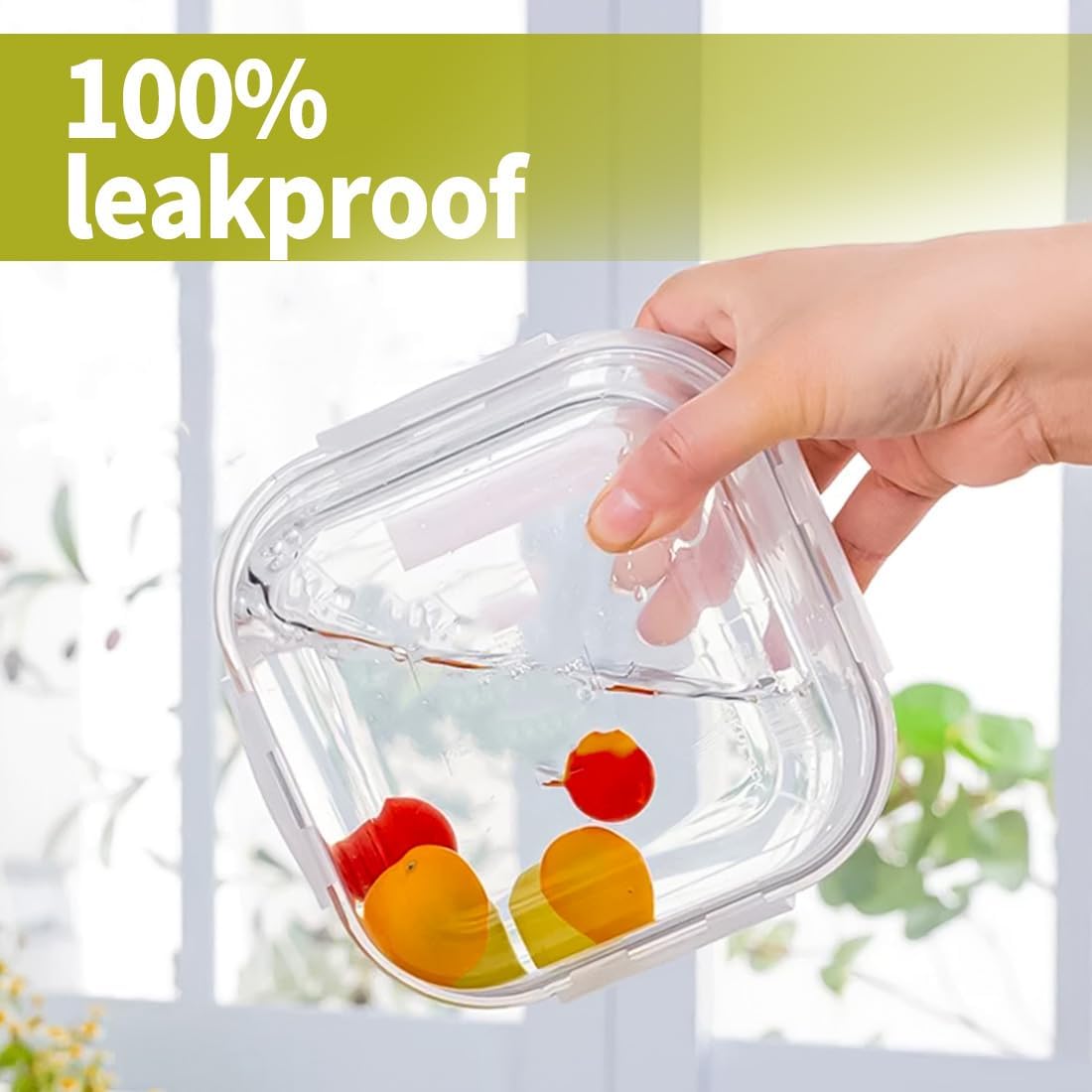 Skiennix 16oz Square Glass Meal Prep Containers - BPA-Free, Heat-Resistant, Microwave & Dishwasher Safe | 4 Pack