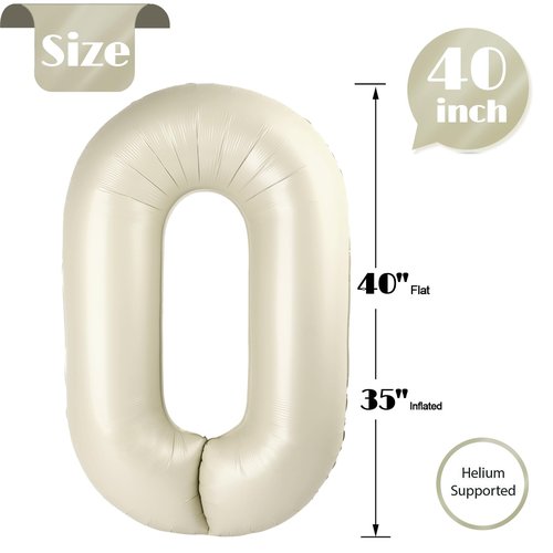 Cream Number 29 Balloon 40 inch, 29 Number Balloons, 29th Cream Birthday Decorations, 29 Year Old Women Men White Party Supplies