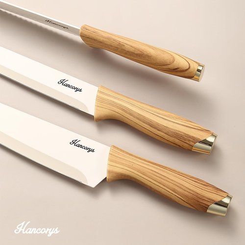 Hancorys Knife set, 13 Pieces Kitchen Knives Set, Nonstick Ceramic Anti-Rust Coating and Blade Guard, Holiday Gifts for Kitchen, Camping Essentials