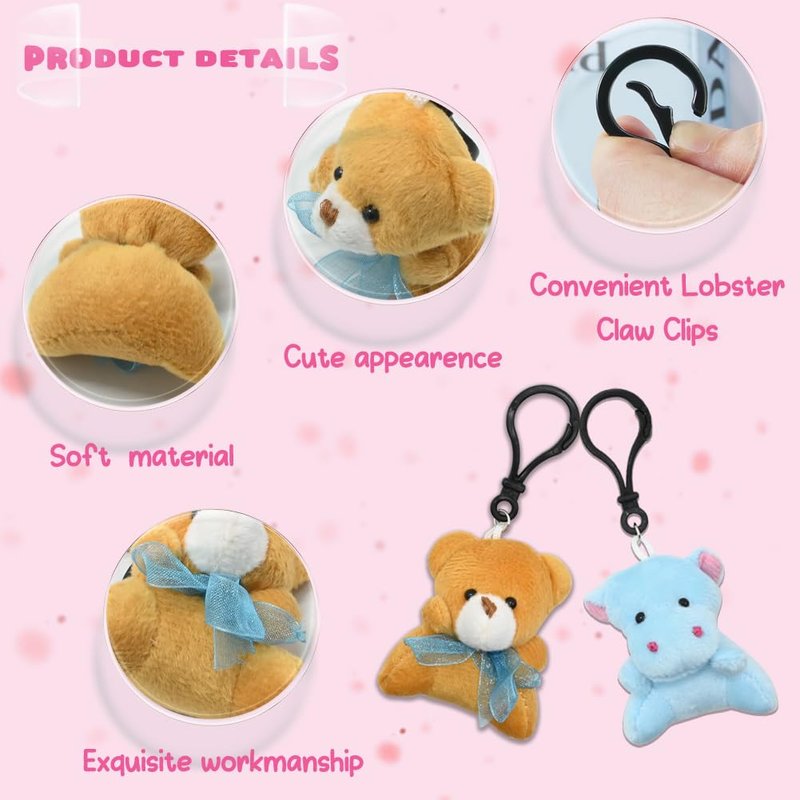 LUKBERA 28Packs Plush Animals Keychain, Stuffed Animals Keychain Toys for Easter Egg Fillers Classroom Exchange Gifts Goodie Bag
