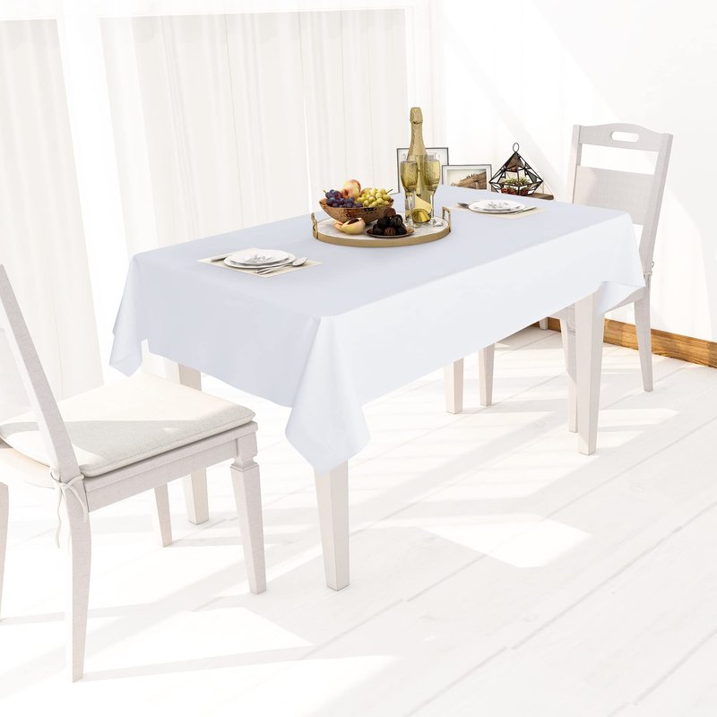 sancua 100% Waterproof Rectangle PVC Tablecloth - 60 x 60 Inch - Oil Proof Spill Proof Vinyl Table Cloth, Wipe Clean Table Cover for Dining Tables, Buffet Parties and Camping, White