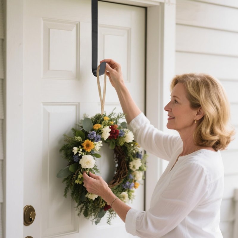 Sattiyrch 15" Wreath Hanger for Front Door,Sturdy Steel Wreath Door Hanger,Over The Door Hanger Hook (White,2)