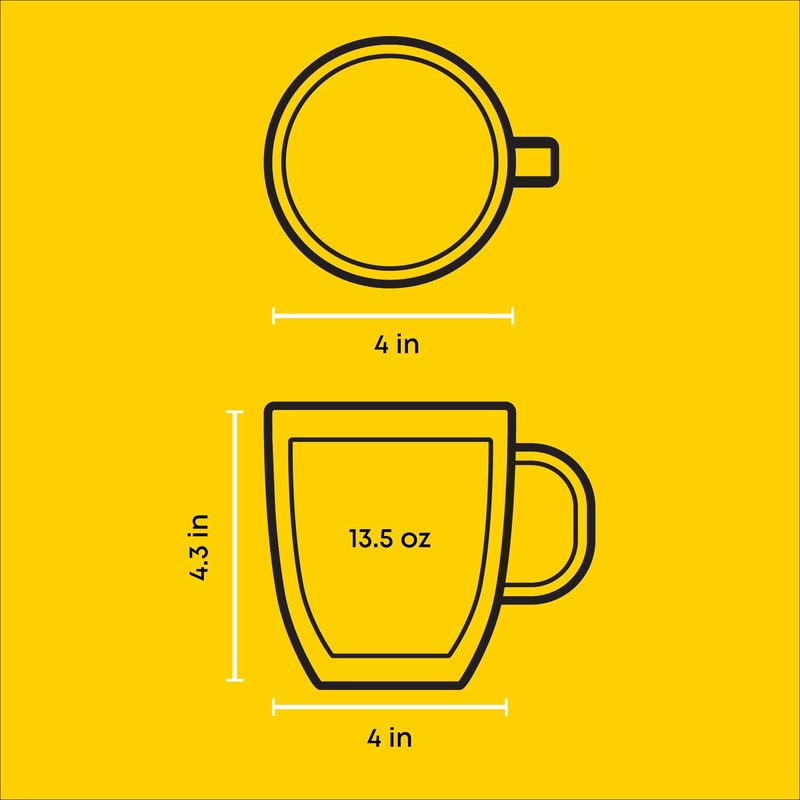 JoyJolt Savor Double Wall Insulated Glasses - Coffee Mugs (Set of 2) - 13.5-Ounces