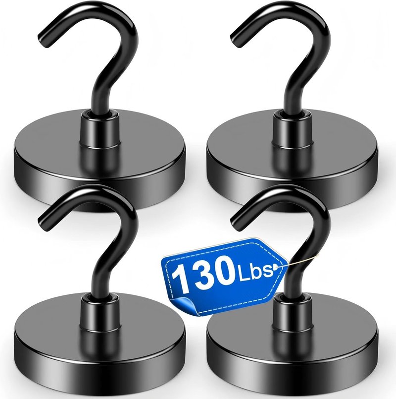 LOVIMAG Magnetic Hooks Heavy Duty, 130lbs Strong Neodymium Magnet Hook for Cruise Cabins, Magnets with Hooks for Locker Accessories, Classroom Must Haves, Kitchen, Office, Metal Door Decor -4 Pack