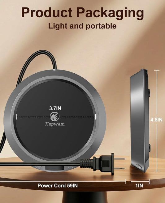 Kepwam Coffee Mug Warmer - 50W Electric Coffee Warmer for Desk 3 Temp Settings & 2-9 Timer Smart Cup Warmer for Desk Candle Warmer Plate with LED Lights Beverage Tea Milk Warmer for Home & Office