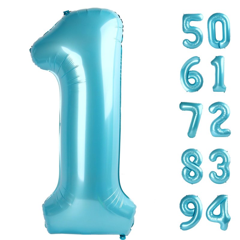 40 Inch Pearlescent Blue 1 Balloon for First Birthday, 1st Number Balloons Birthday Decorations for Girl Boy Kids Toddler Baby, One Giant Number 1 Balloon