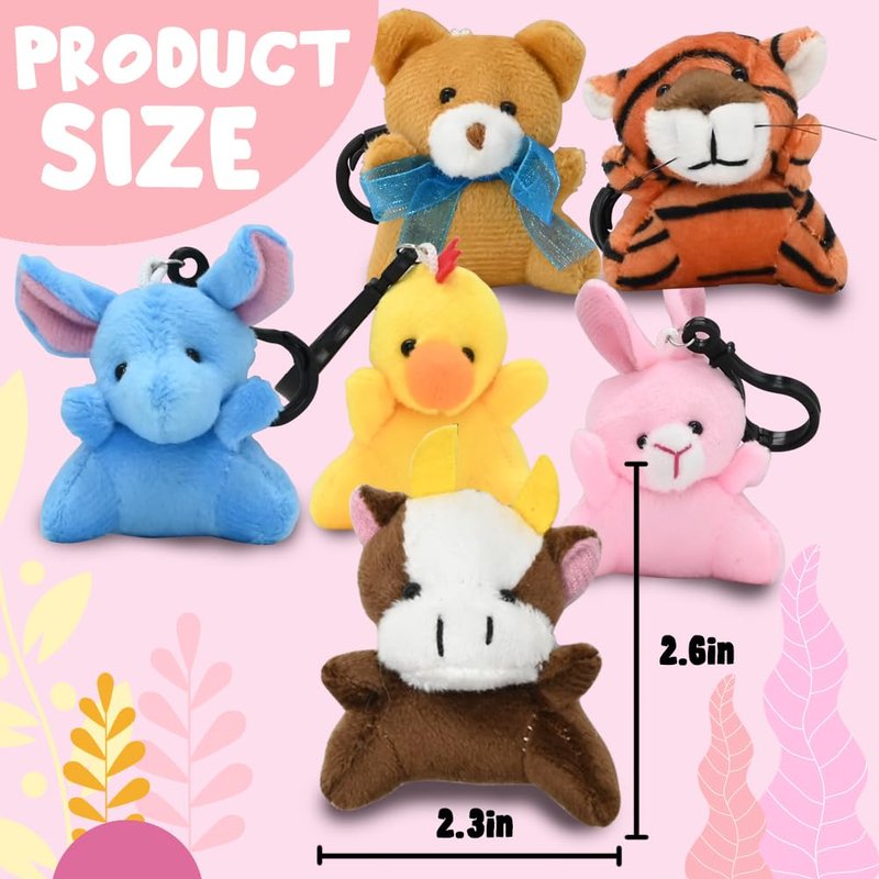 LUKBERA 28Packs Plush Animals Keychain, Stuffed Animals Keychain Toys for Easter Egg Fillers Classroom Exchange Gifts Goodie Bag