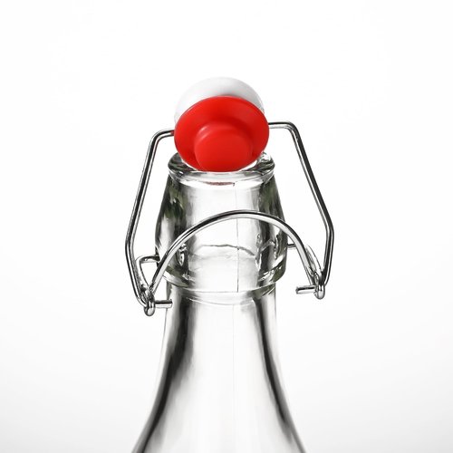 Fox Run Glass Flip Top Bottle, 1 Liter Air Tight Bottle with Flip Top Lid, 12.5" x 3.4"