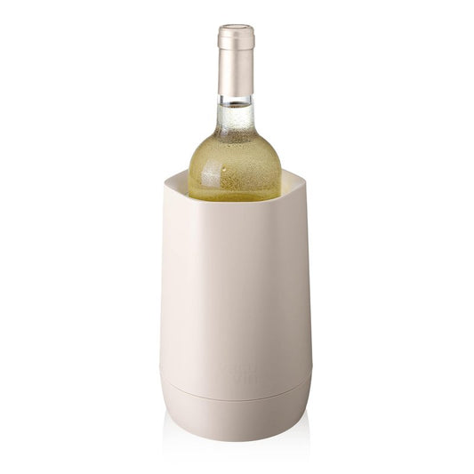 Vacu Vin Wine Cooler Hexo – Sand – Modern Active Wine Bottle Chiller with Removable Cooling Sleeve – Geometric Design – Reusable, Ice-Free Cooler – Fits Standard Bottles – Tabletop Wine Accessory