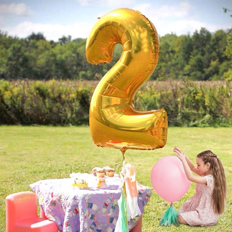 TONIFUL 40 Inch Gold Large Numbers Balloon 0-9 Foil Mylar Big Number Balloon Digital 2 for 2026 Graduation New Year Eve Birthday Party,Wedding, Bridal Shower Engagement Photo Shoot, Anniversary