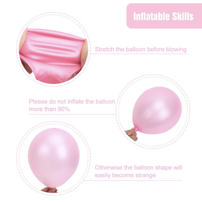 RUBFAC Pearl Pink Balloons 129pcs Different Sizes Pack of 18 12 10 5 Inch, Latex Balloon Garland Arch Kit for Wedding Princess Birthday Party Baby Shower Engagement Bachelorette Decorations