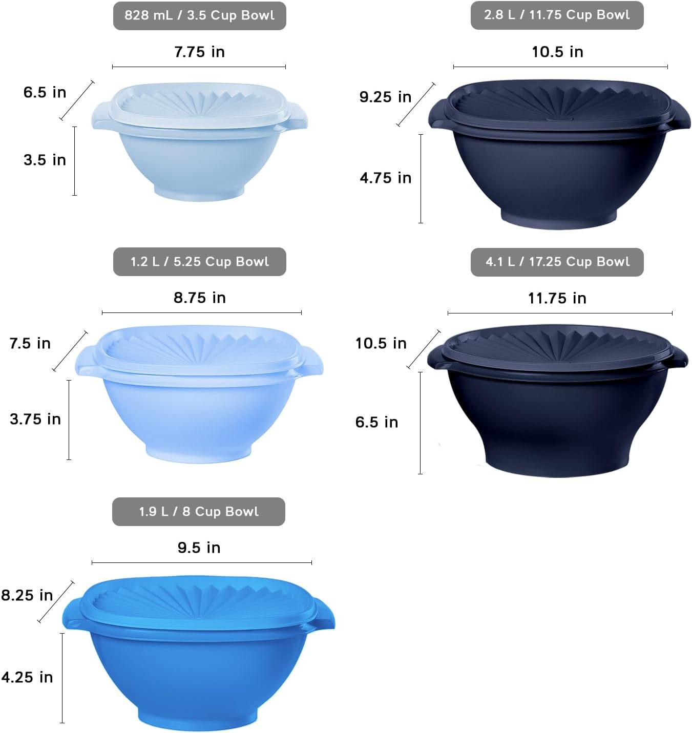 Tupperware Heritage Collection - 36 Piece Vintage Blue Food Storage Container Set | BPA-Free & Dishwasher Safe