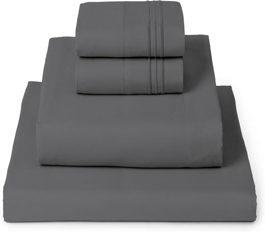Mellanni Full Sheets Set - 4 PC Hotel Luxury Bedding | Extra Soft, Cooling & Wrinkle Resistant (Gray)