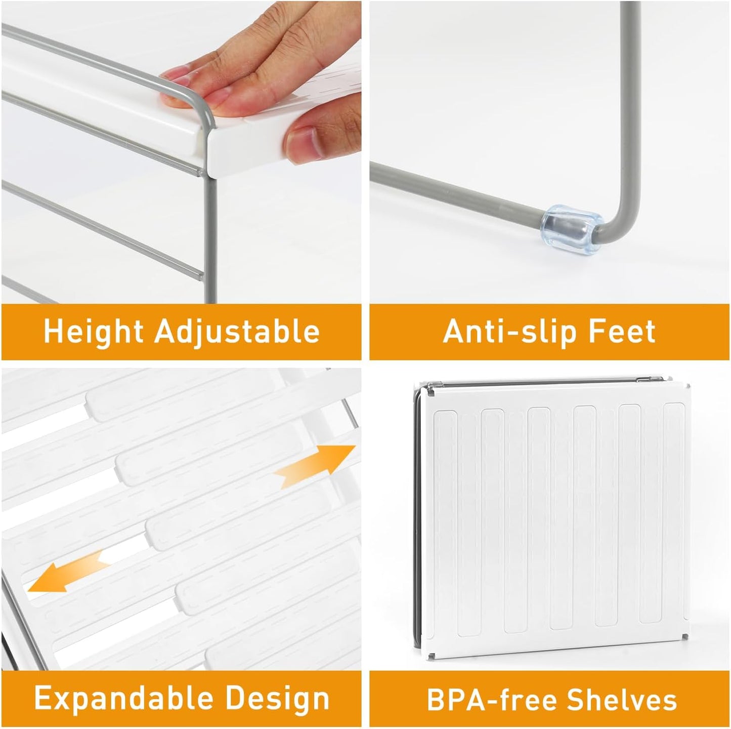 JUPELI Foil and Plastic Wrap Organizer - Expandable Kitchen Storage Rack | Height Adjustable 3-Tier Design (9.8" to 15.6"L)