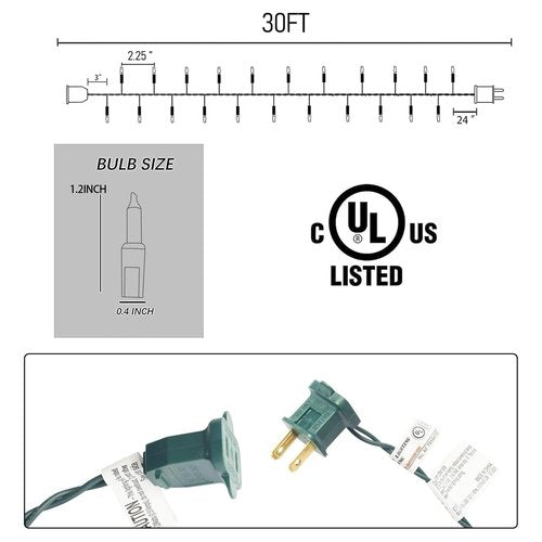 FUNPENY Christmas Lights, 30FT 150 Incandescent Mini Clear String Lights, Warm White With Green Wire for Indoor Outdoor Tree Xmas Party Holiday Home Decorations