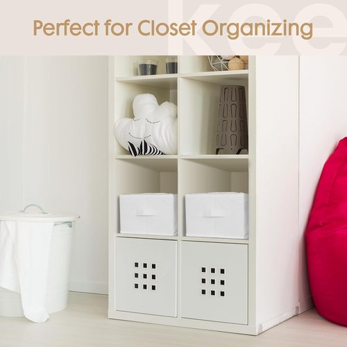 Criusia Large Clothes Organizer - 6 Pack Foldable Fabric Storage with Handles for Wardrobe | White
